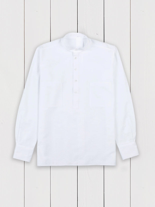 new seersucker mao-collar shirt