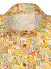 Liberty® patchwork cotton mao-collar shirt