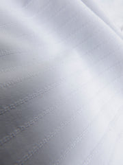 white striped cotton short-sleeve mao-collar shirt