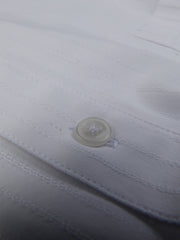 chemise col mao à manches courtes en coton à rayures blanches
