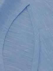 chemise col mao à manches courtes en pur lin azur