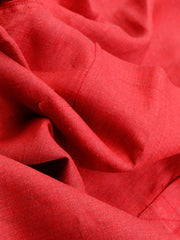 burgundy-red linen canvas short-sleeved mao-collar deauville shirt