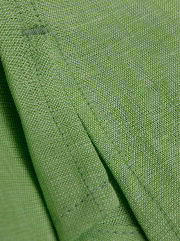 pistachio linen canvas short-sleeve mao-collar Deauville shirt  