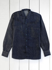 cotton-and-hemp indigo denim truman shirt 