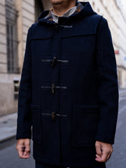 double-face navy woollen cloth duffle-coat