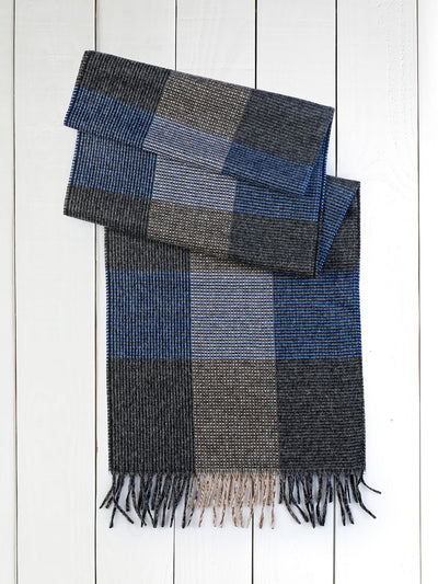 blue check cashmere scarf