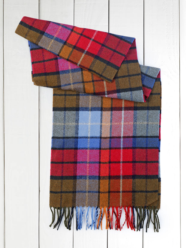 square check magenta cashmere scarf