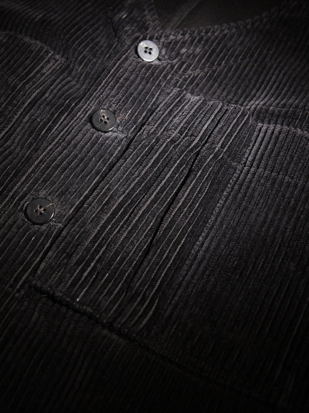 black corduroy with large ribs 20-pocket waistcoat