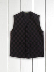 checked wool jacquard patch-pocket waistcoat