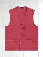 gilet 20 poches en serge de coton extensible vieux rose
