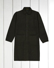 Inis Meáin green speckled wool and cashmere long coat