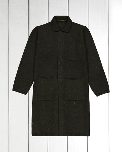 manteau long en laine et cachemire vert moucheté Inis Meáin