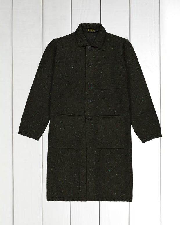 manteau long en laine et cachemire vert moucheté Inis Meáin