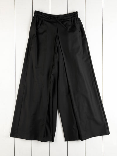 black wool-canvas hakama trousers