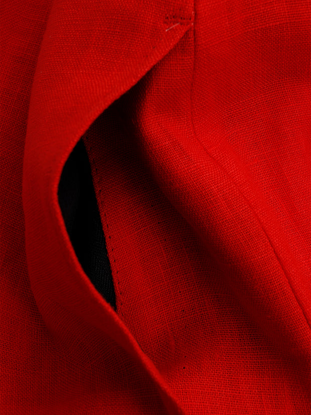 pantalon italien siza en toile pur lin rouge très légère