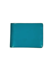 portefeuille deux plis en cuir bleu peacock