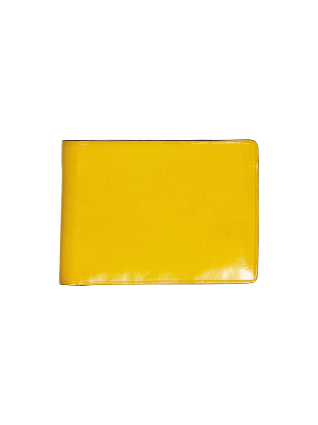 portefeuille deux plis en cuir jaune zinc