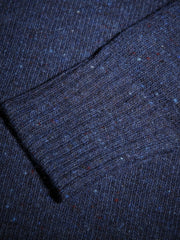 indigo wool silk and cashmere donegal crew neck jumper