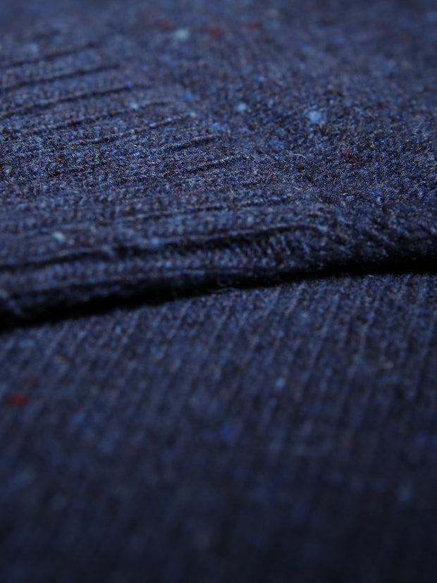 indigo wool silk and cashmere donegal crew neck jumper