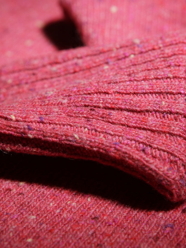 pink wool silk and cashmere donegal crew neck jumper