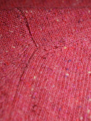 pink wool silk and cashmere donegal crew neck jumper