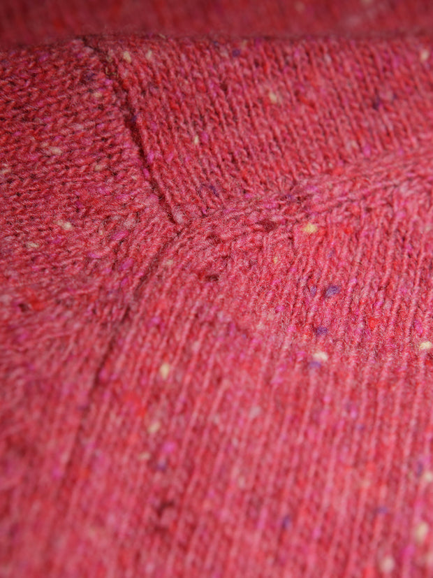 pink wool silk and cashmere donegal crew neck jumper