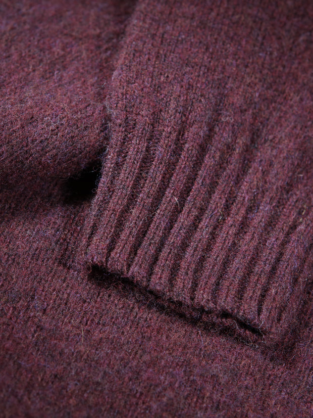 aubergine 100 % shaggy wool crew neck jumper