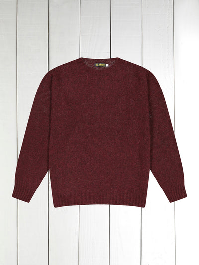 aubergine 100 % shaggy wool crew neck jumper