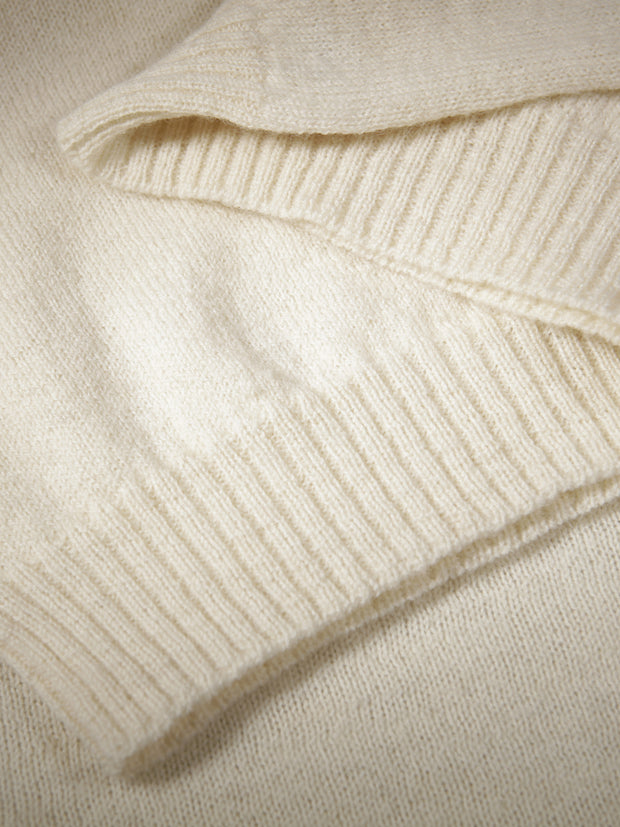 round-neck jumper in natural white shetland