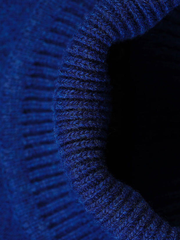 blue polo-neck jumper in lambswool