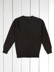 dark brown 100 % shaggy wool crew neck harley jumper