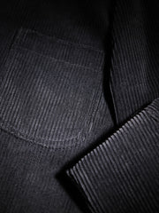 black corduroy with large ribs slim nehru-collar tyrol jacket