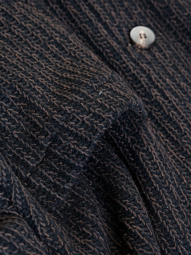 veste naipaul à col mao en tricot de laine nut brown