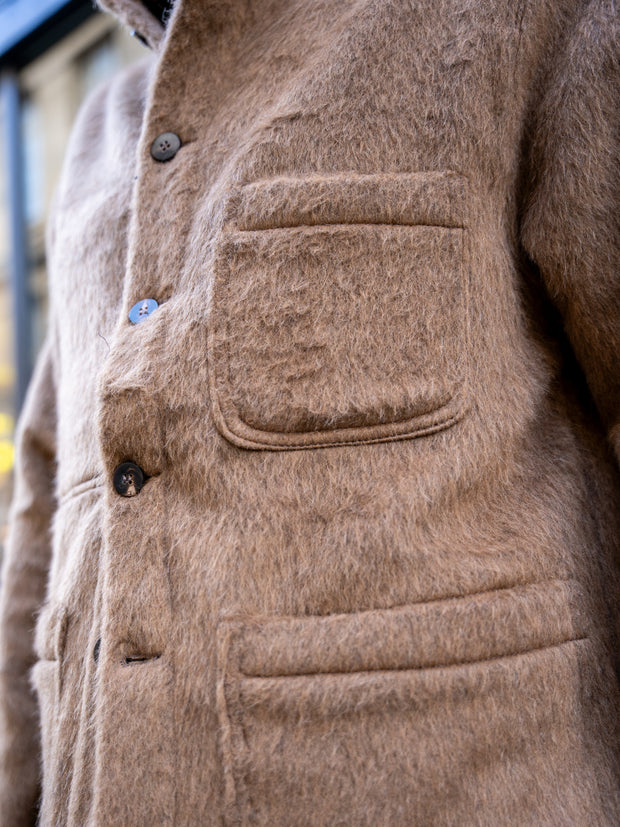 camel fake fur naipaul jacket with mao collar 