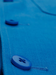 veste tyrol ajustée en toile pur lin bleu très légère
