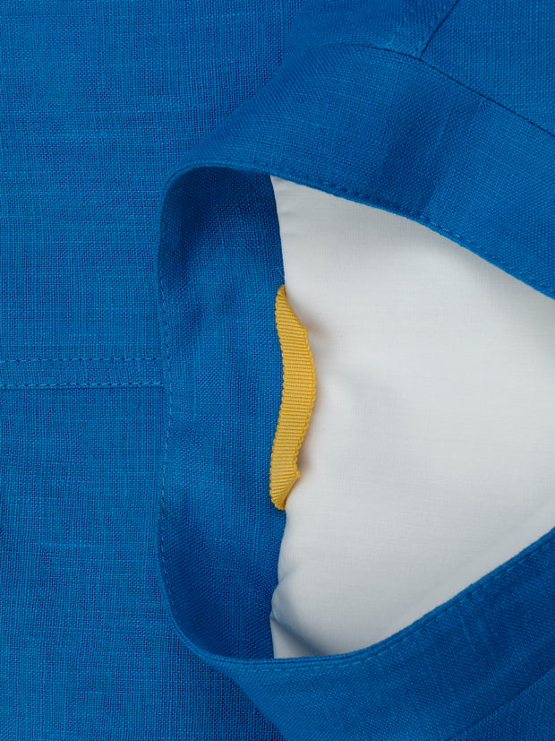 veste tyrol ajustée en toile pur lin bleu très légère