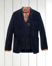 pre-order black corduroy with large ribs regular nehru-collar tyrol jacket