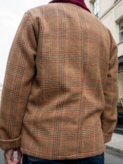 naipaul jacket with mao collar in prince of walles pattern woollen cloth 