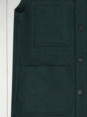 sleeveless jacket in emerald green and black super-soft tweed