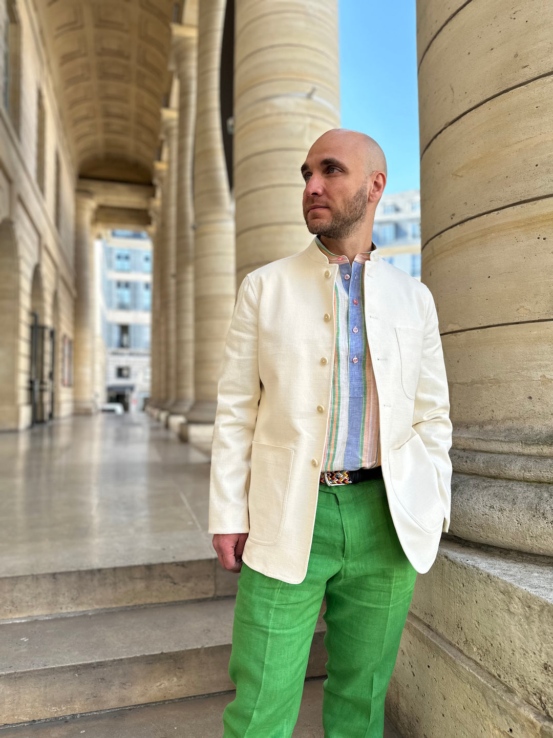 Veste Style Tyrolien Taille 46/48 - Lin Beige, Occasion Très Bon état