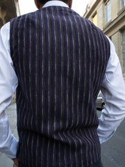 patch-pocket woollen waistcoat with violet irregular stripes 