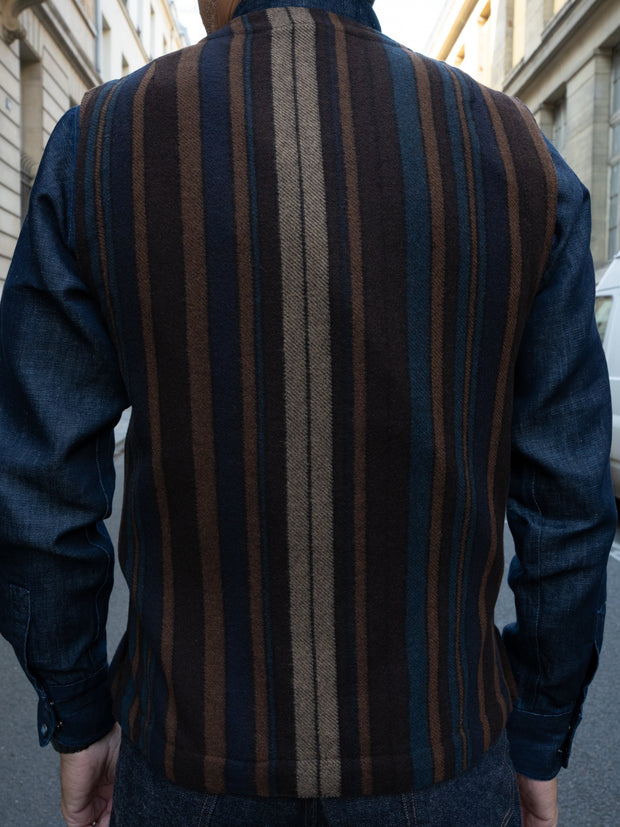 gilet à poches plaquées en teddy wool bayadère hivernal