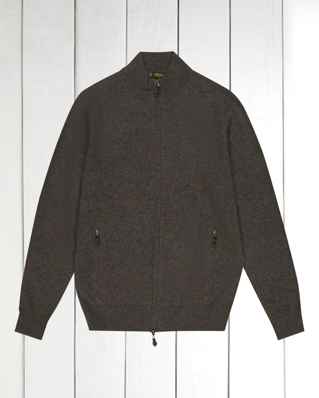 cardigan zippé en geelong brun cask