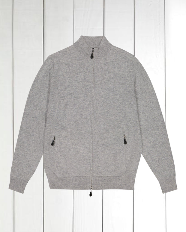 zipped cardigan in silver geelong