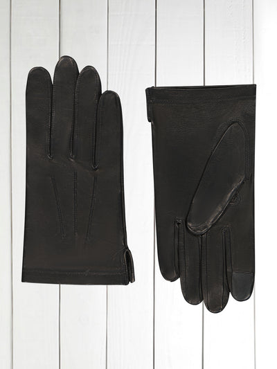 gants Agnelle Army en cuir d'agneau non doublé noir