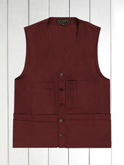 20-pocket waistcoat in carmine cotton crepe