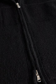 gilet zippé à col officier en laine et cachemire noir Inis Meáin