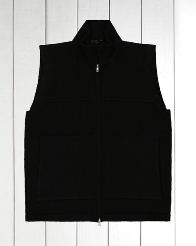 gilet zippé à col officier en laine et cachemire noir Inis Meáin
