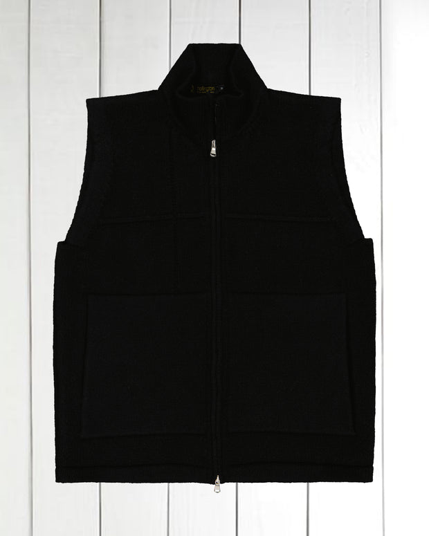 gilet zippé à col officier en laine et cachemire noir Inis Meáin