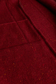 gilet zippé à col officier en laine et cachemire rouge moucheté Inis Meáin